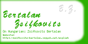 bertalan zsifkovits business card